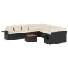 11 pcs conjunto sofás de jardim c/ almofadões vime PE preto 2