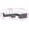 11 pcs conjunto sofás de jardim c/ almofadões vime PE preto 3