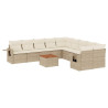 11 pcs conjunto sofás de jardim c/ almofadões vime PE bege 2