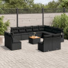 13 pcs conjunto de sofás de jardim com almofadões vime PE preto 1