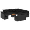 Set sofás de jardín 14 pzas con cojines ratán sintético negro 2