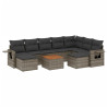 10 pcs conjunto sofás de jardim c/ almofadões vime PE cinzento 2