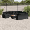 Set de sofás de jardín y cojines 13 pzas ratán sintético negro 1