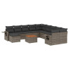 Set de sofás de jardín 14 pzas con cojines ratán sintético gris 2