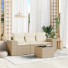 Juego de sofás jardín con cojines 4 pzas ratán sintético beige 1