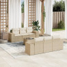 Set sofás de jardín 7 piezas y cojines ratán sintético beige 1