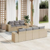 Juego de sofás de jardín con cojines beige 8 pzas ratán PE 1