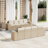 9 pcs conjunto de sofás p/ jardim com almofadões vime PE bege 1