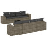 9 pcs conjunto sofás p/ jardim com almofadões vime PE cinzento 2