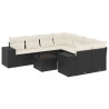 Set de sofás de jardín 8 piezas y cojines ratán sintético negro 2