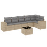 Set sofás de jardín 7 piezas y cojines ratán sintético beige 2