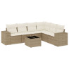 7 pcs conjunto de sofás p/ jardim com almofadões vime PE bege 2