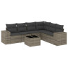 Set de sofás de jardín 7 piezas con cojines ratán PE gris 2