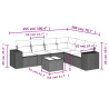 7 pcs conjunto sofás p/ jardim c/ almofadões vime PE cinzento 3