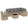 7 pcs conjunto de sofás p/ jardim com almofadões vime PE bege 2