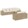 Set sofás de jardín 7 piezas y cojines ratán sintético beige 2