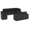 Set de sofás de jardín 8 piezas y cojines ratán sintético negro 2