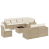 9 pcs conjunto de sofás p/ jardim com almofadões vime PE bege 2