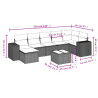 8 pcs conjunto sofás de jardim com almofadões vime PE preto 3