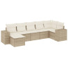7 pcs conjunto de sofás p/ jardim com almofadões vime PE bege 2