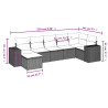 7 pcs conjunto de sofás p/ jardim com almofadões vime PE bege 3