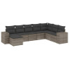 Set de sofás de jardín 8 pzas y cojines ratán sintético gris 2