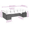 7 pcs conjunto de sofás p/ jardim com almofadões vime PE bege 3