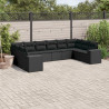 10 pcs conjunto sofás de jardim c/ almofadões vime PE preto 1