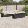Set de sofás de jardín 10 pzas cojines ratán sintético negro 1