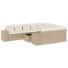 Set de sofás de jardín 11pzas con cojines ratán sintético beige 2