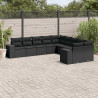 Set de sofás de jardín 10 pzas cojines ratán sintético negro 1