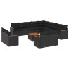 Set sofás de jardín 14 pzas con cojines ratán sintético negro 2