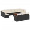 Set sofás de jardín 14 pzas con cojines ratán sintético negro 2