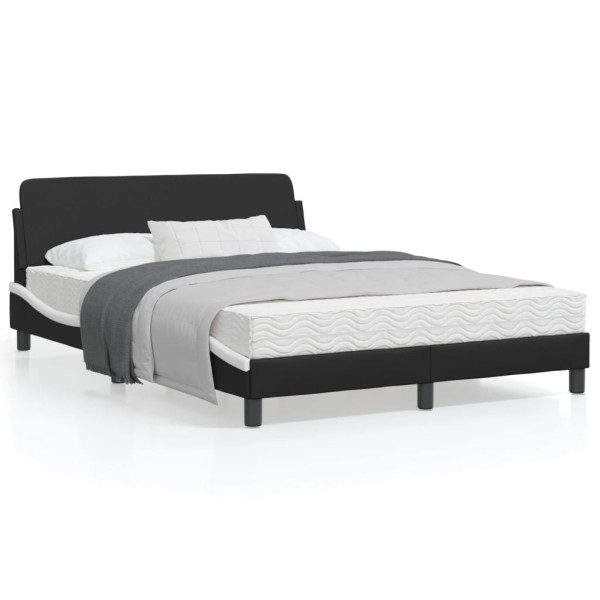 Estructura cama cabecero cuero sintético negro blanco 120x200cm D