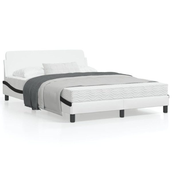 Estructura cama cabecero cuero sintético blanco negro 140x200cm D