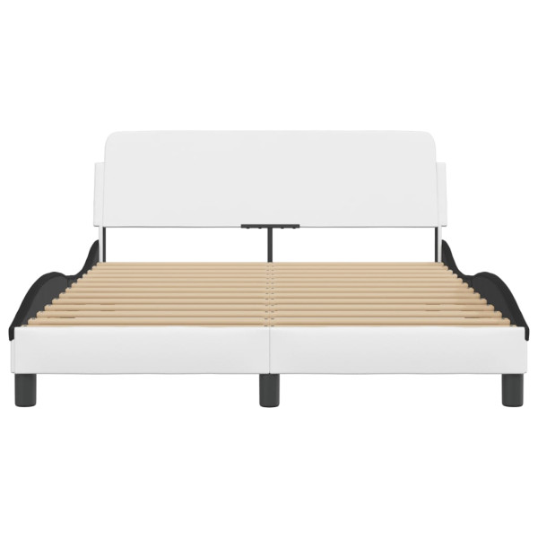 Estructura cama cabecero cuero sintético blanco negro 140x200cm M 4