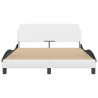 Estructura cama cabecero cuero sintético blanco negro 140x200cm 4