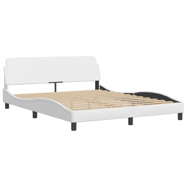 Estrutura cama c/ cabeceira 160x200 cm couro artificial branco M 2