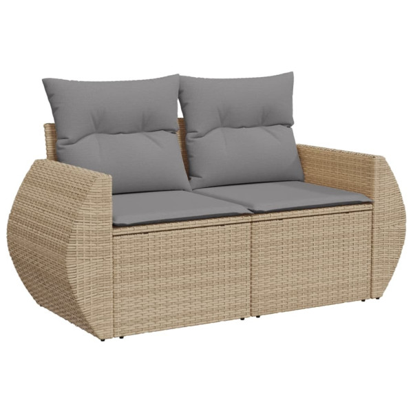 6 pcs conjunto de sofás p/ jardim com almofadões vime PE bege M 5