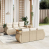 7 pcs conjunto de sofás p/ jardim com almofadões vime PE bege 1