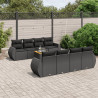 Set de sofás de jardín 8 piezas y cojines ratán sintético negro 1