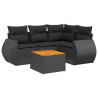 Set de muebles de jardín 5 pzas y cojines ratán sintético negro 2
