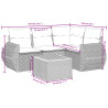 Set de muebles de jardín 5 pzas y cojines ratán sintético negro 3