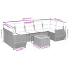 8 pcs conjunto sofás de jardim c/ almofadões vime PE cinzento 3
