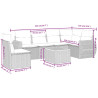 7 pcs conjunto sofás p/ jardim c/ almofadões vime PE cinzento 3