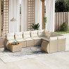 Juego de sofás jardín con cojines beige 10 pzas ratán sintético 1