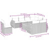 9 pcs conjunto sofás p/ jardim com almofadões vime PE cinzento 3