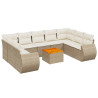 10 pcs conjunto de sofás p/ jardim com almofadões vime PE bege 2