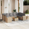 10 pcs conjunto de sofás p/ jardim com almofadões vime PE bege 1