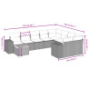 10 pcs conjunto de sofás p/ jardim com almofadões vime PE bege 3